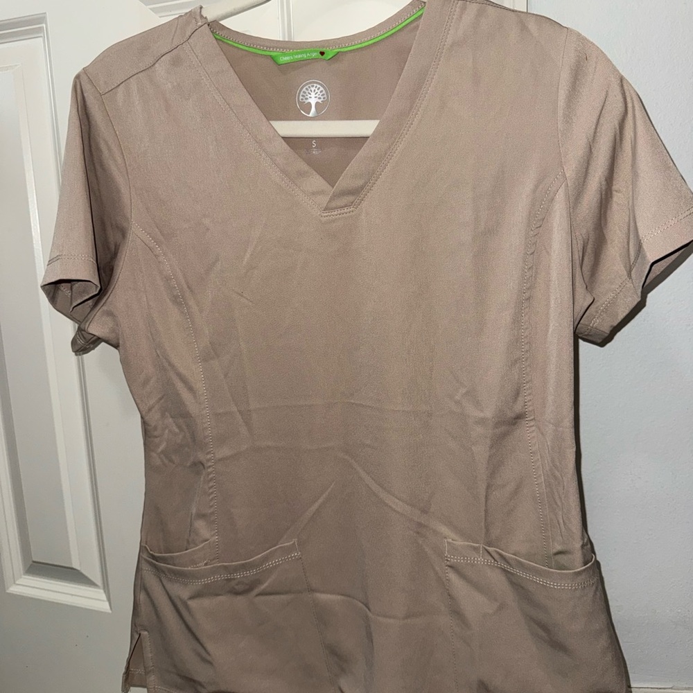 Minimalist V-Neck Women's Top in Taupe by Healing Hands